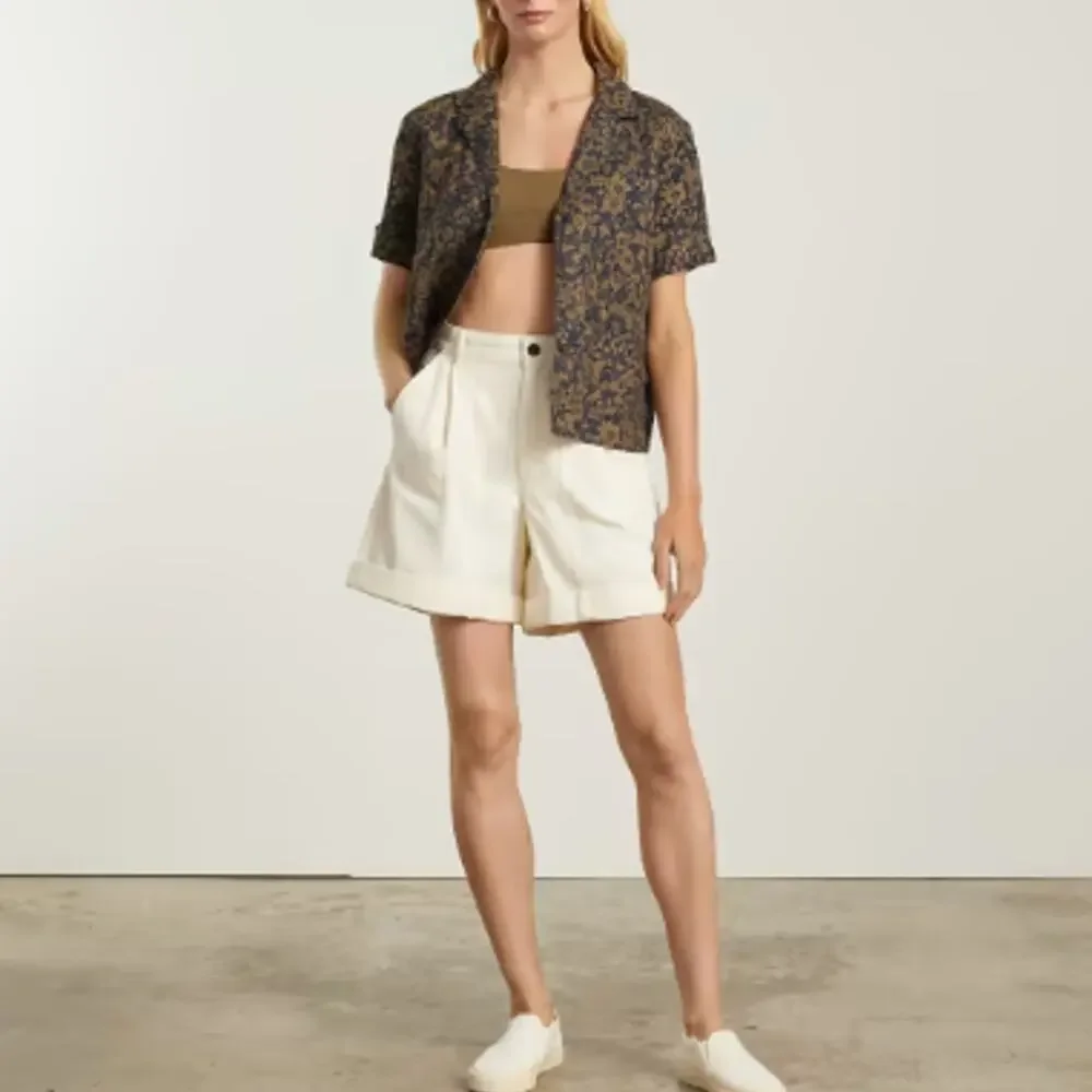 NWT‎ Everlane Sz 0 The Tourist High Waist Rolled Hem Shorts in Bone Ivory White
